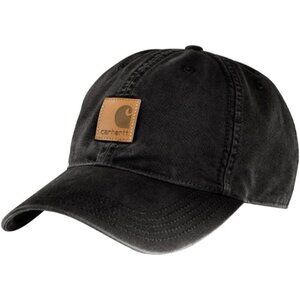 Carhartt Men's Black Canvas Adjustable Straight Cotton Hook-and-loop Cap